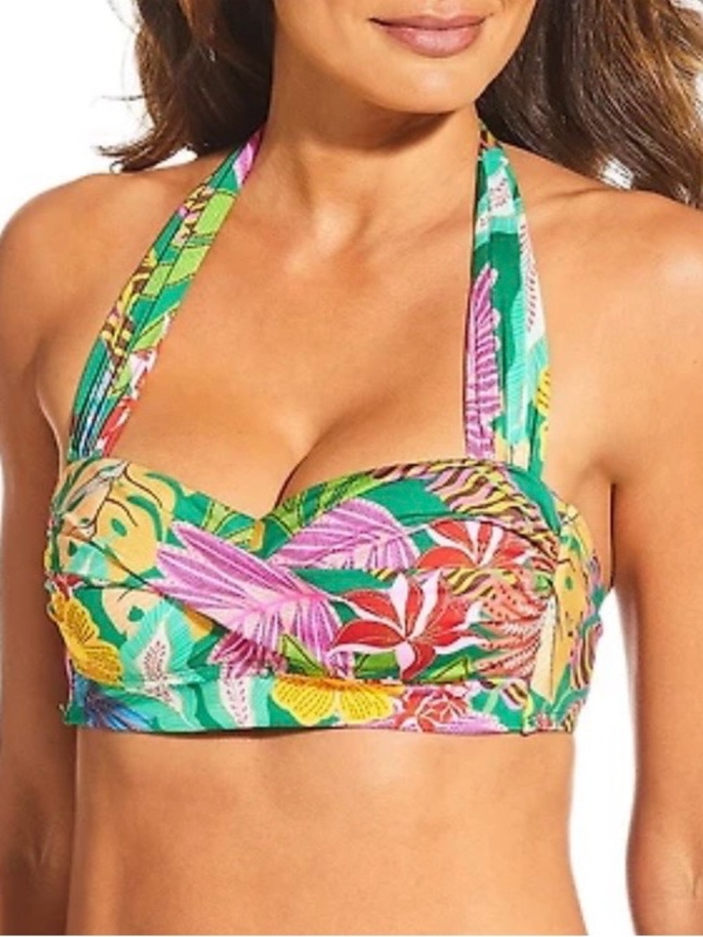 Gibson & Latimer Tropical Halter Bikini Top Vaca Vibes Size XS